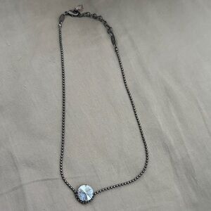Sabika Silver Necklace with Blue Crystal Pendant